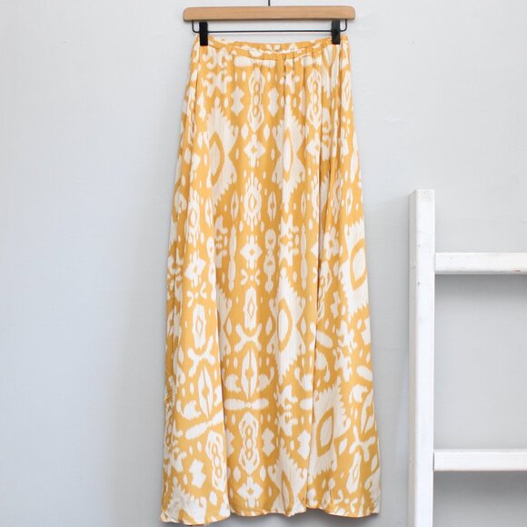 Steve Madden Tuscan Yellow Cream That's A Wrap Maxi Skirt Size Small - Picture 1 of 8